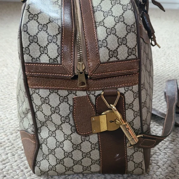GUCCI suitcase oversized large travel satchel vintage, GG logo RARE original key - Picture 4 of 14